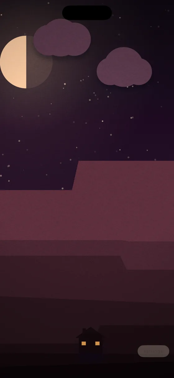 A mesa under an ember-purple sky, one lit cabin at the foot of it